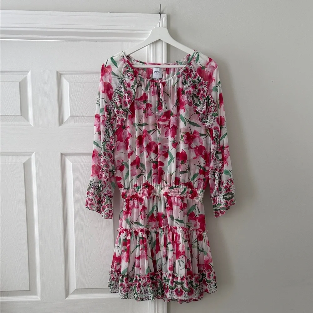 Misa Los Angeles Eliza Floral Tiered Chiffon Dress Medium NWT - Picture 3 of 7